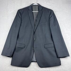 Bar III Slim Fit Suit Jacket Blazer Mens 46R Gray Wool 2 Button Macy's